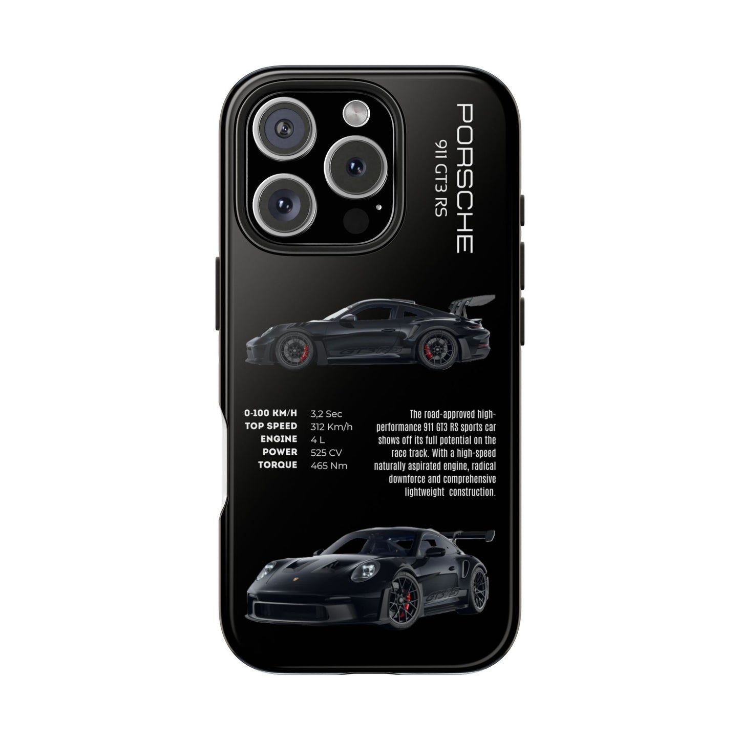 Black Porsche 911 GT3 RS phone case